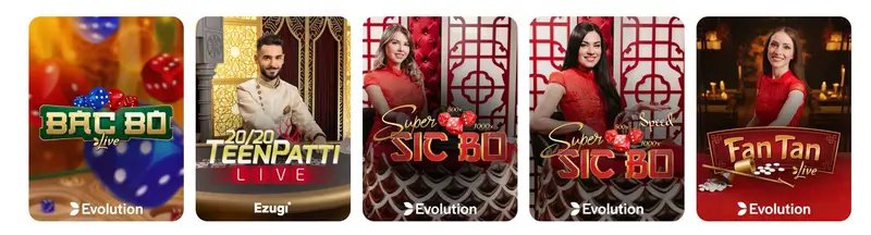 Live casino games at Glory Casino